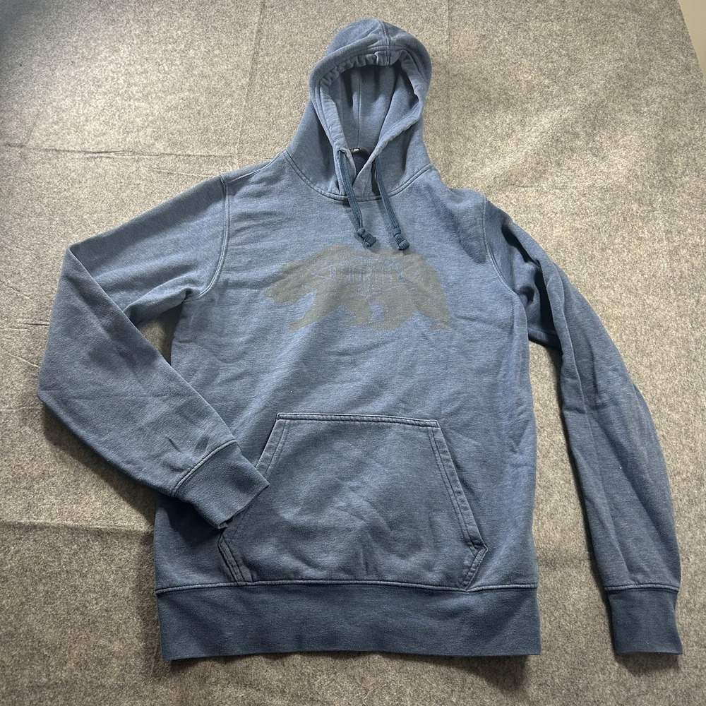 The North Face Hoodie Mens Small Bear Logo Blue Pullover Outdoor Hiking